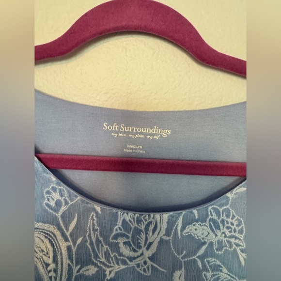 Soft Surroundings Adele Silk Viscose Tunic Top Blue 3/4 Sleeve Size Medium EUC - Picture 3 of 6